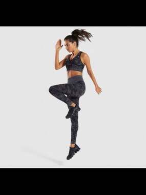 Gymshark Adapt Camo Seamless Leggings Black Grey High Waist Athletic Workout